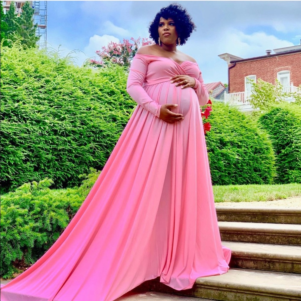 Maternity Off Shoulder Half Circle Gown